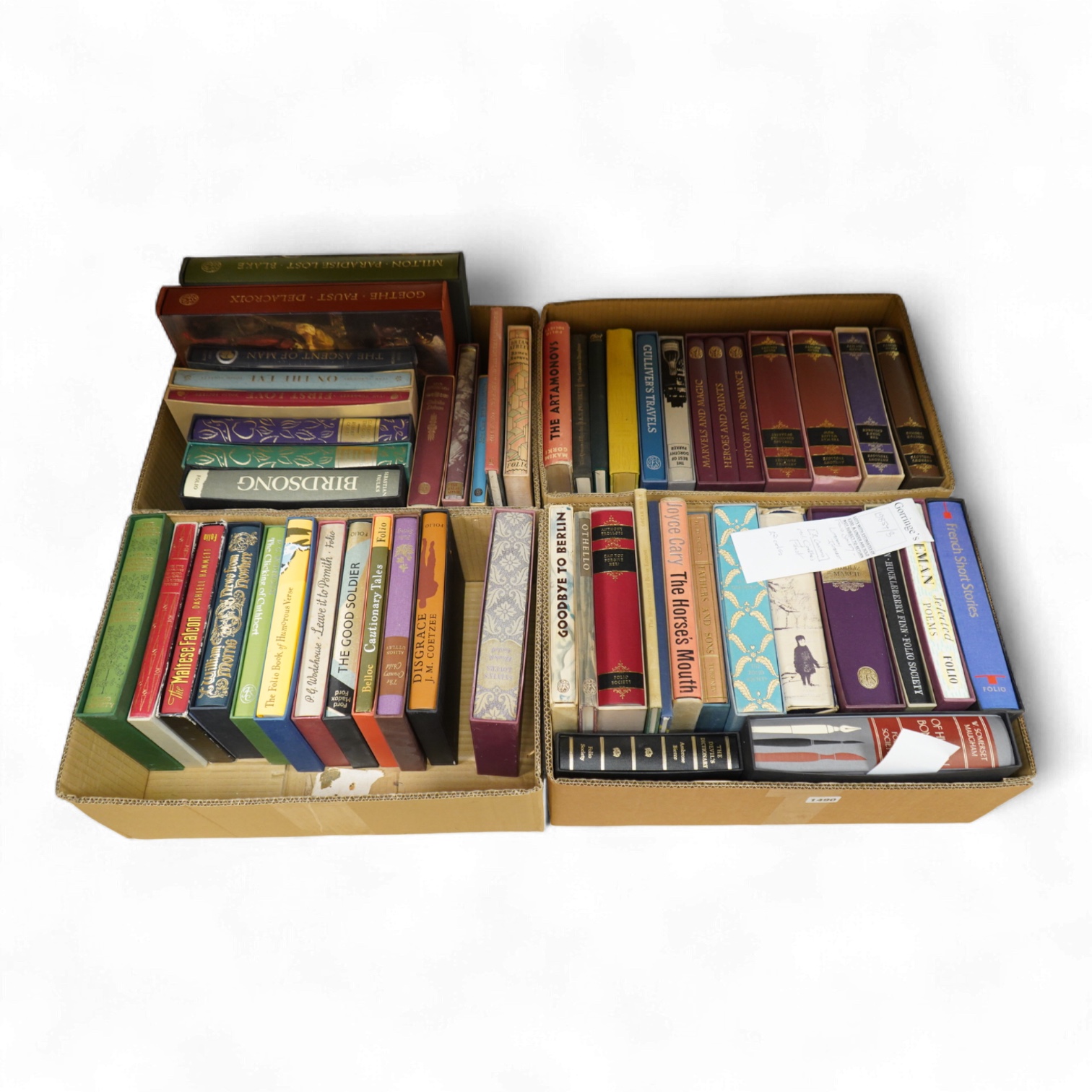 (Folio Society) Goethe, Johann Wolfgang von - Faust: Parts One and Two. Translated by David Luke ... num. illus. (some coloured); publisher's morocco backed cloth, in slipcase, folio.; Milton, John - Paradise Lost ... nu